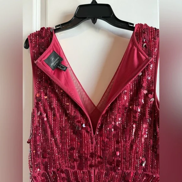 Adrianna Papell Red Sequin Embellished Gown - Picture 5 of 10